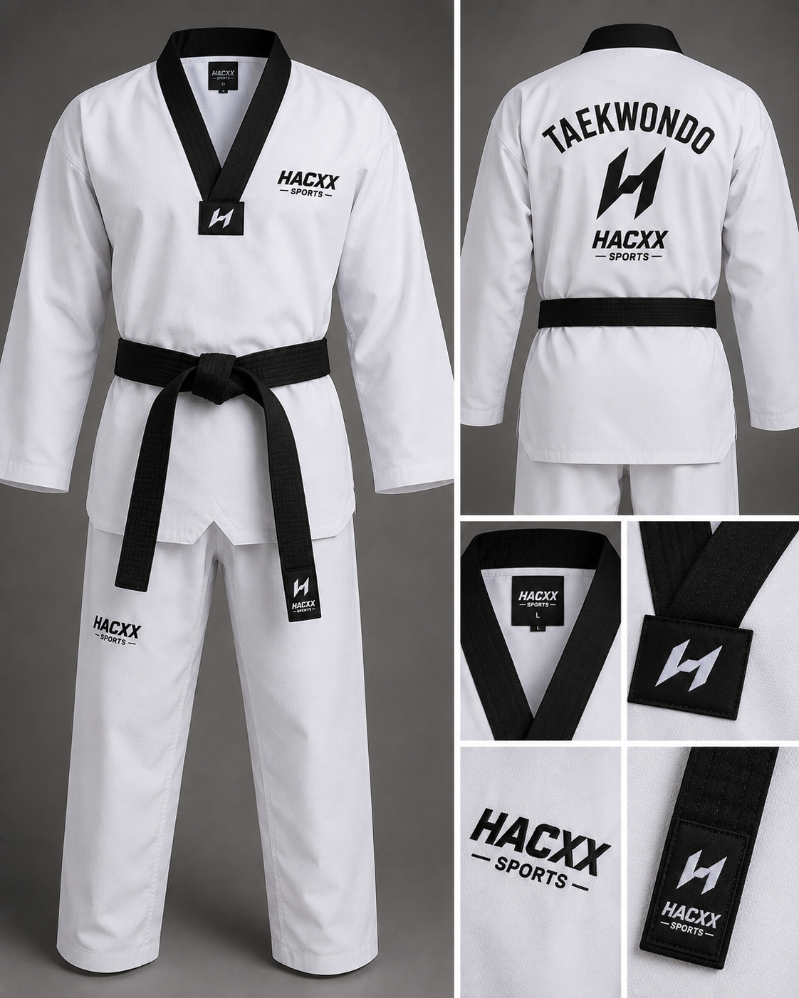 HACXX Sports Premium Taekwondo Dobok Uniform – Professional Martial Arts Training Suit with Belt
