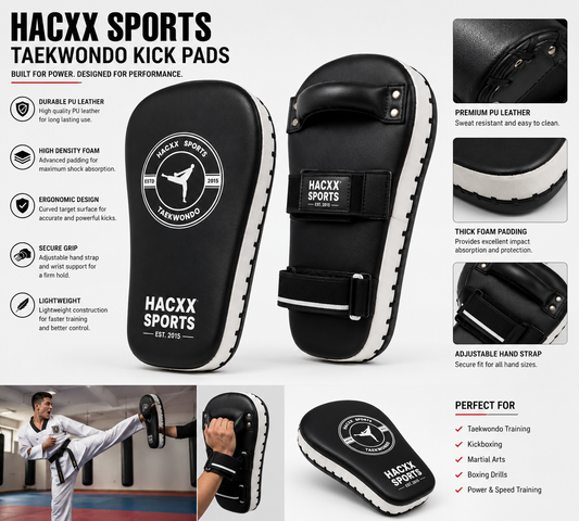 HACXX SPORTS Premium Taekwondo Kick Pads – Professional Martial Arts, Kickboxing & Training Target Pads